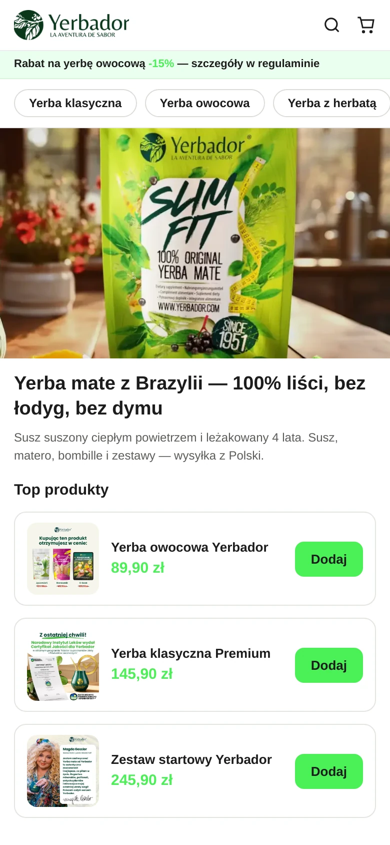 Mockup „przed/po” pierwszego ekranu sklepu — obecny układ z licznikiem promocji vs wersja po poprawkach