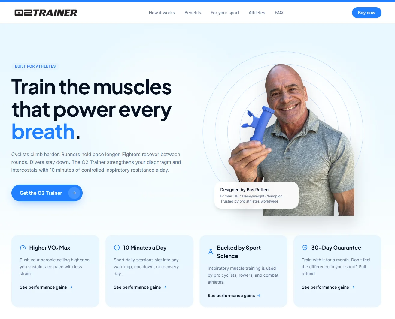 Old O2 Trainer product page compared with landing page v4